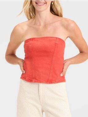 Universal Thread - Women's Denim Corset Tube Top - Size 8 Red